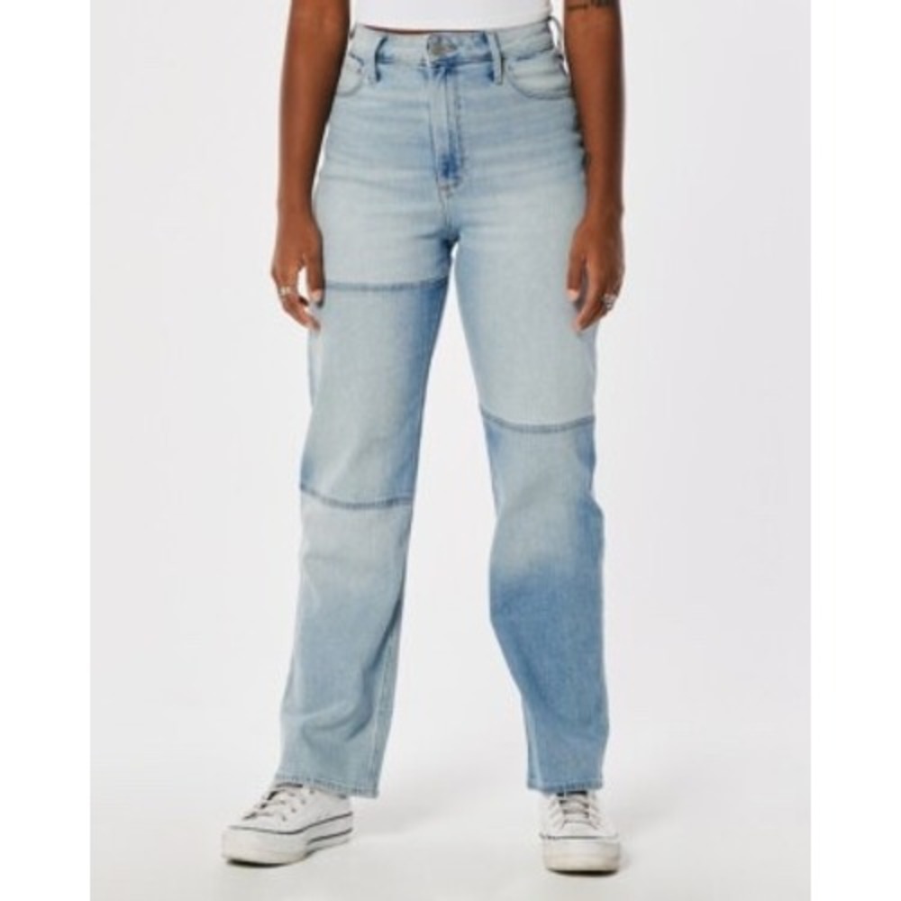 Hollister Curvy Ultra High-Rise Dad Jeans Vintage Stretch Light Wash W28 L31